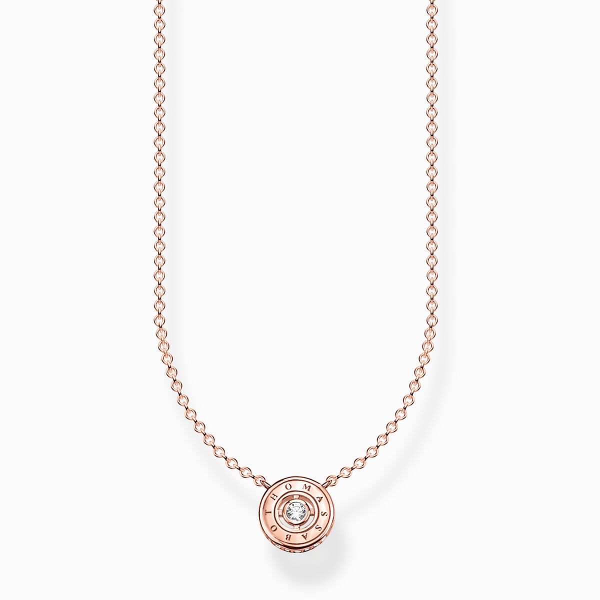 Necklace circle with white stone rose gold plated
