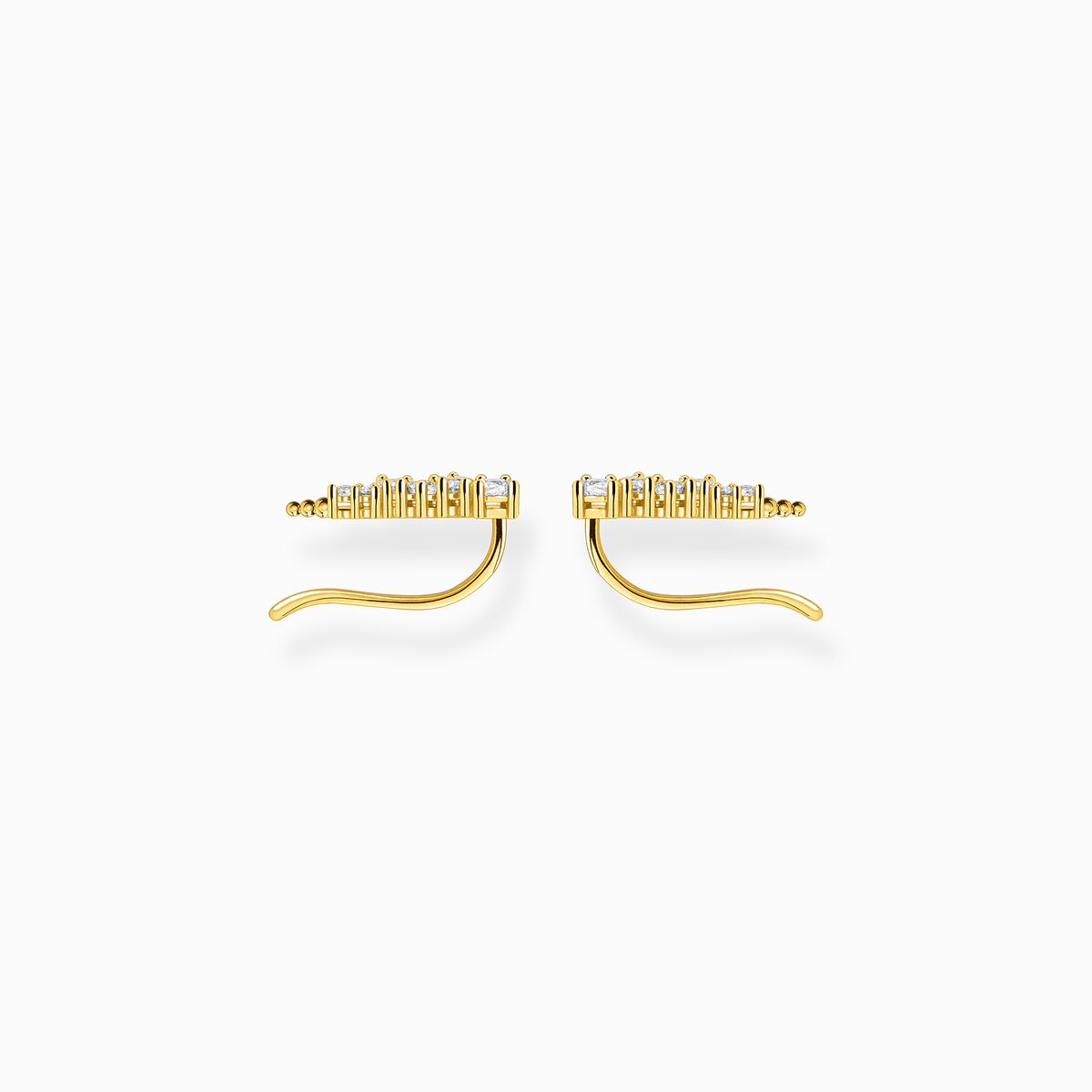 Ear climber white stones gold