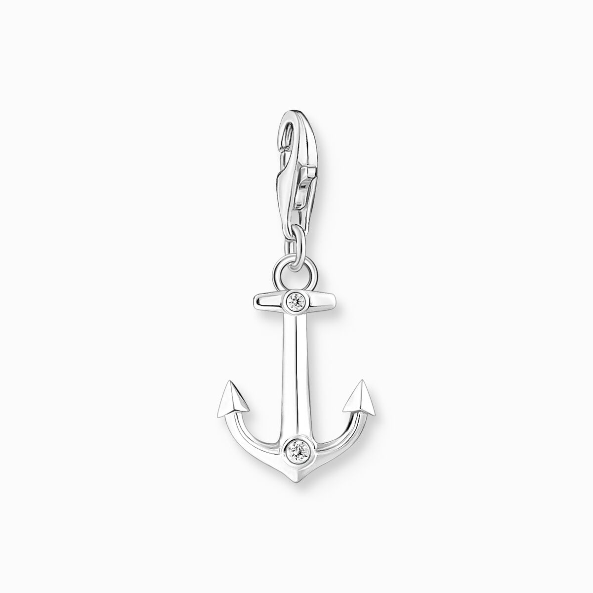 Silver charm pendant anchor with zirconia