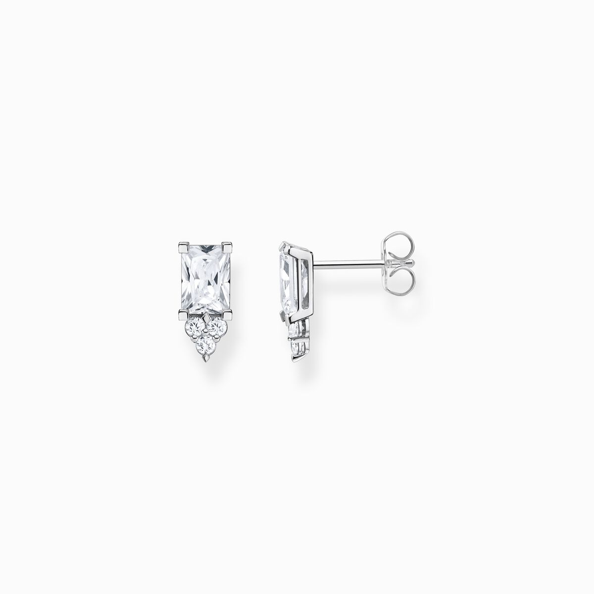 Ear studs white stone silver