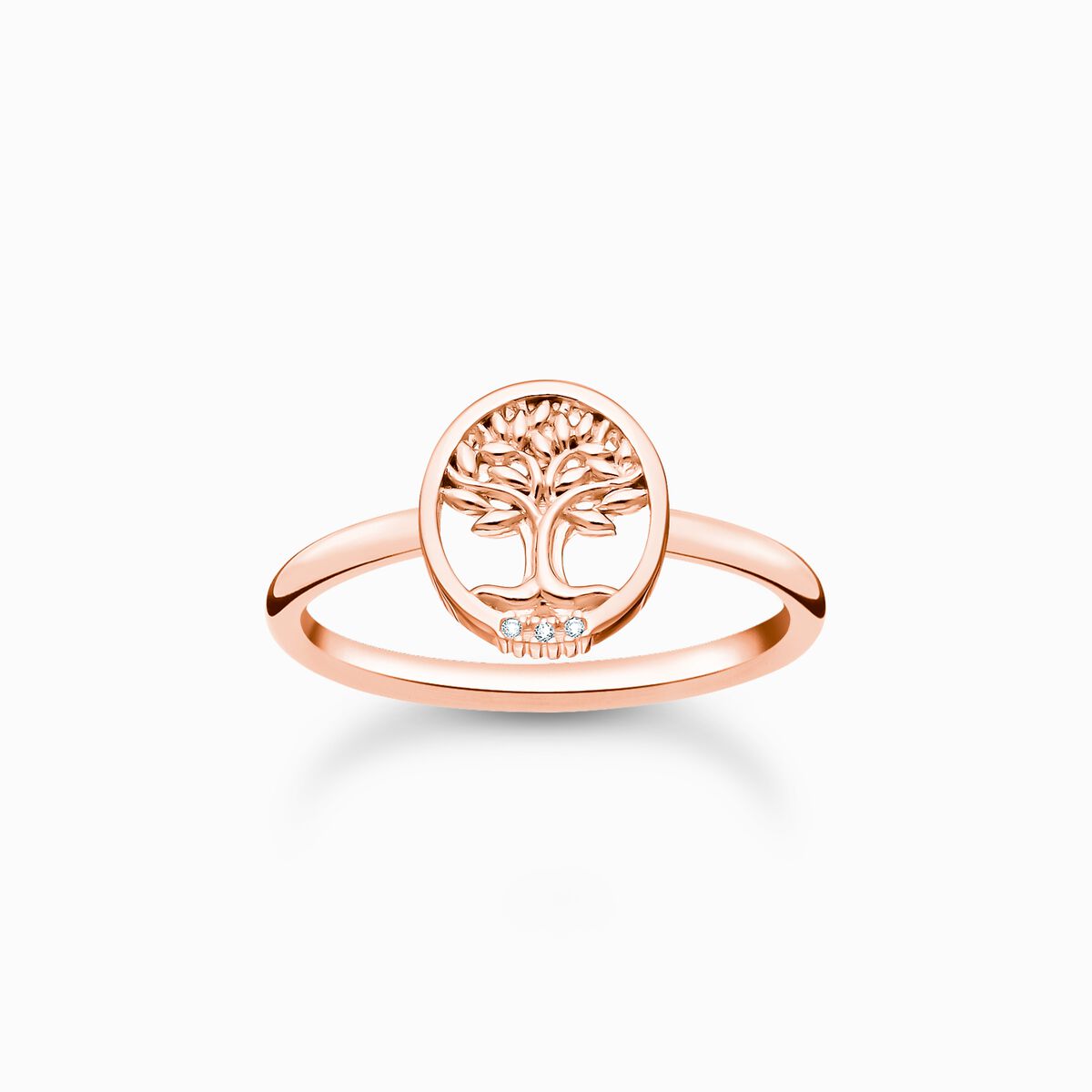 Ring Tree of Love with white stones rosegold