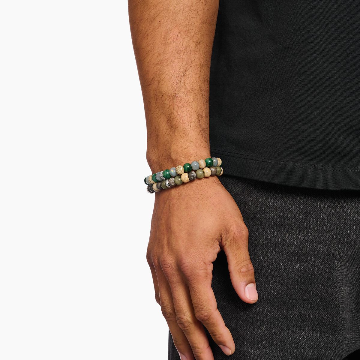 Bracelet with labradorite and crocodile jasper beads 9 mm