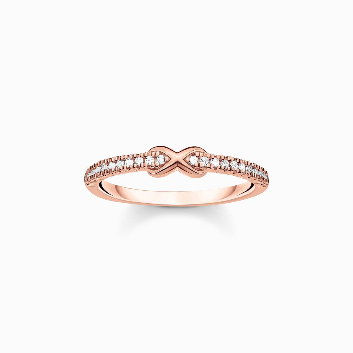 Ring infinity with white stones rose gold