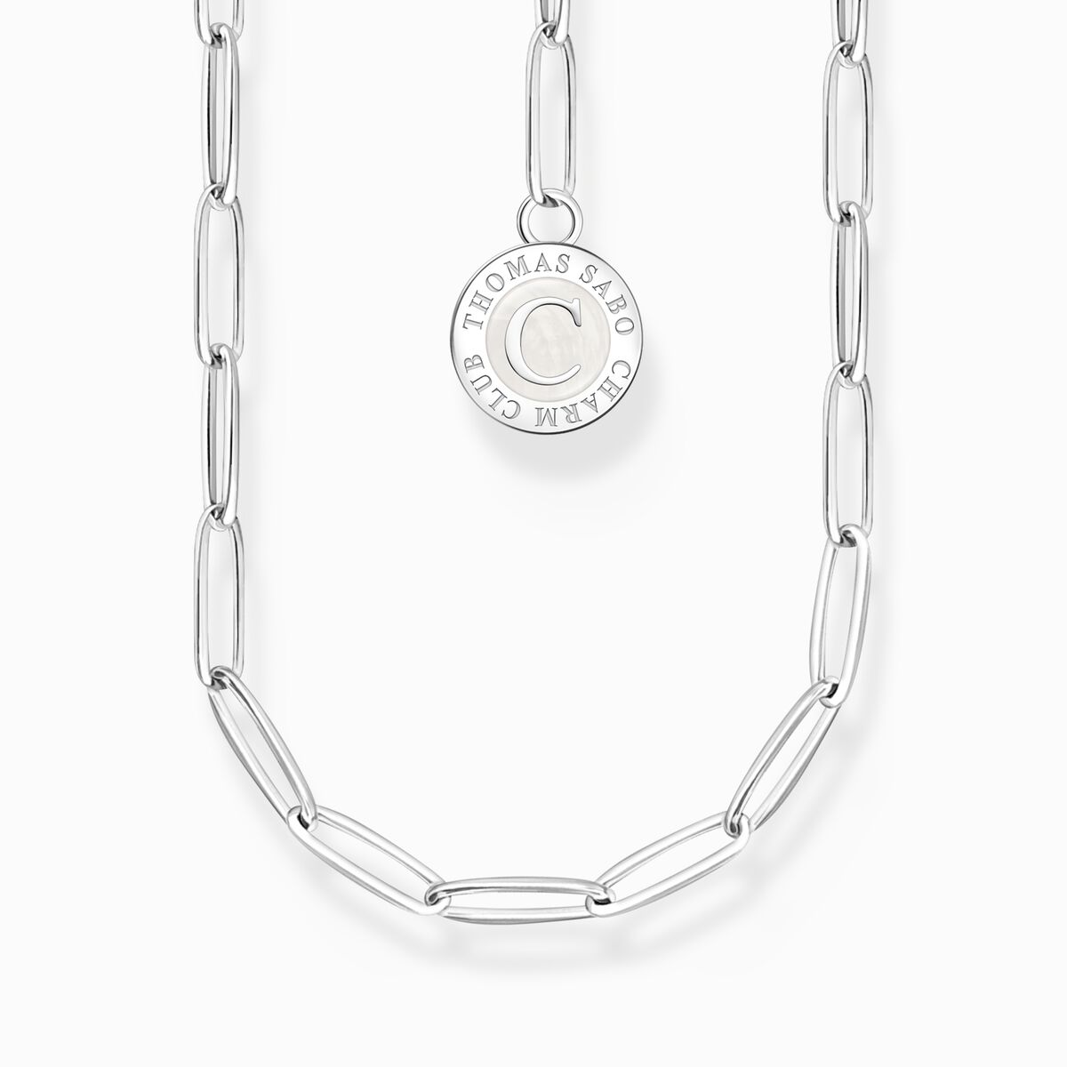 Charm necklace with white disc silver