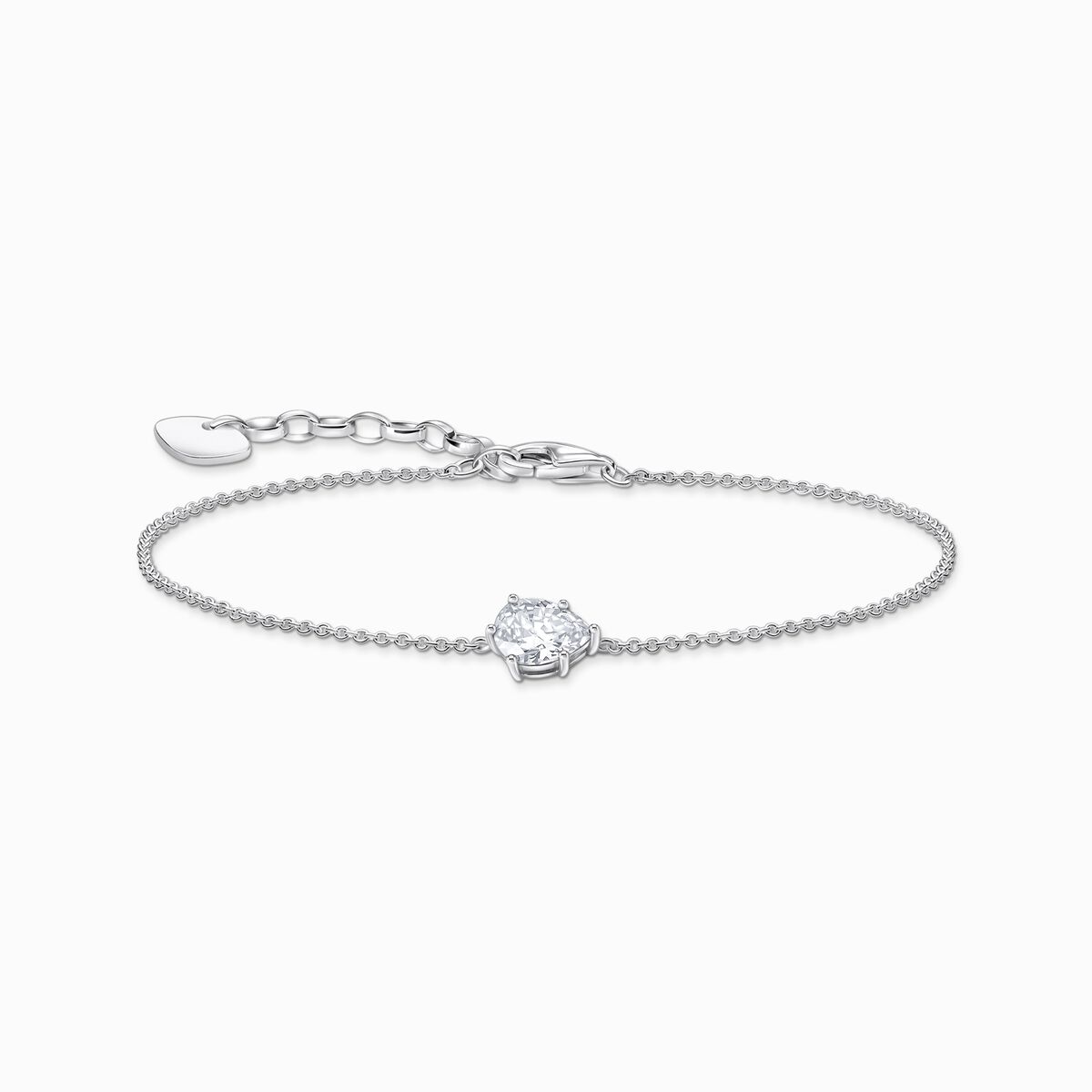 Silver bracelet with white drop-shaped pendant