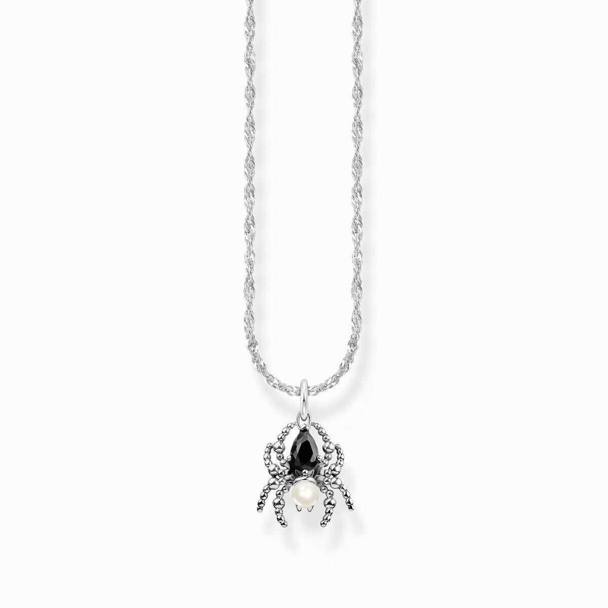 Silver necklace Romance with spider pendant
