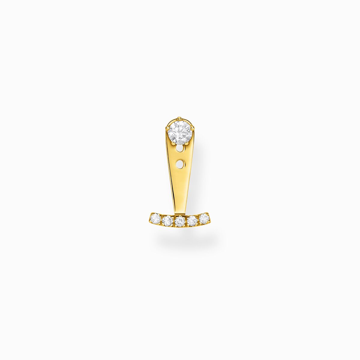 Single ear stud white stones gold