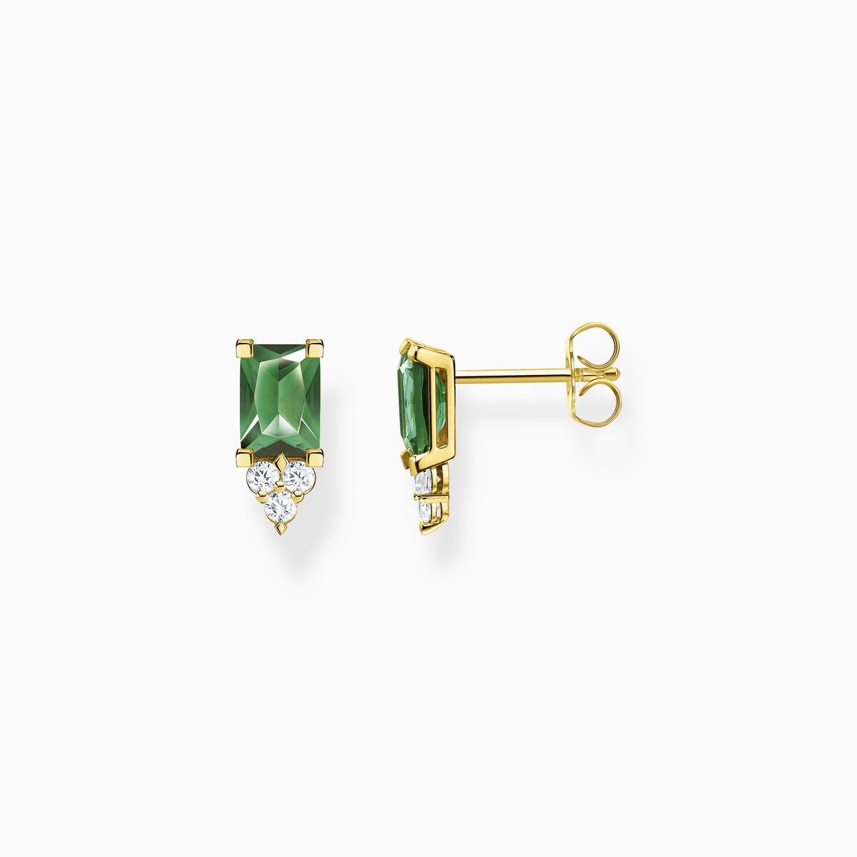 Ear studs green stone gold