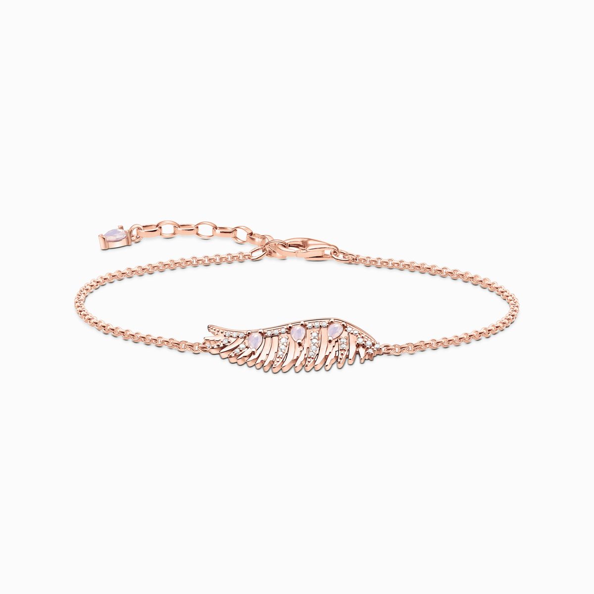 Bracelet phoenix wing with pink stones rose gold