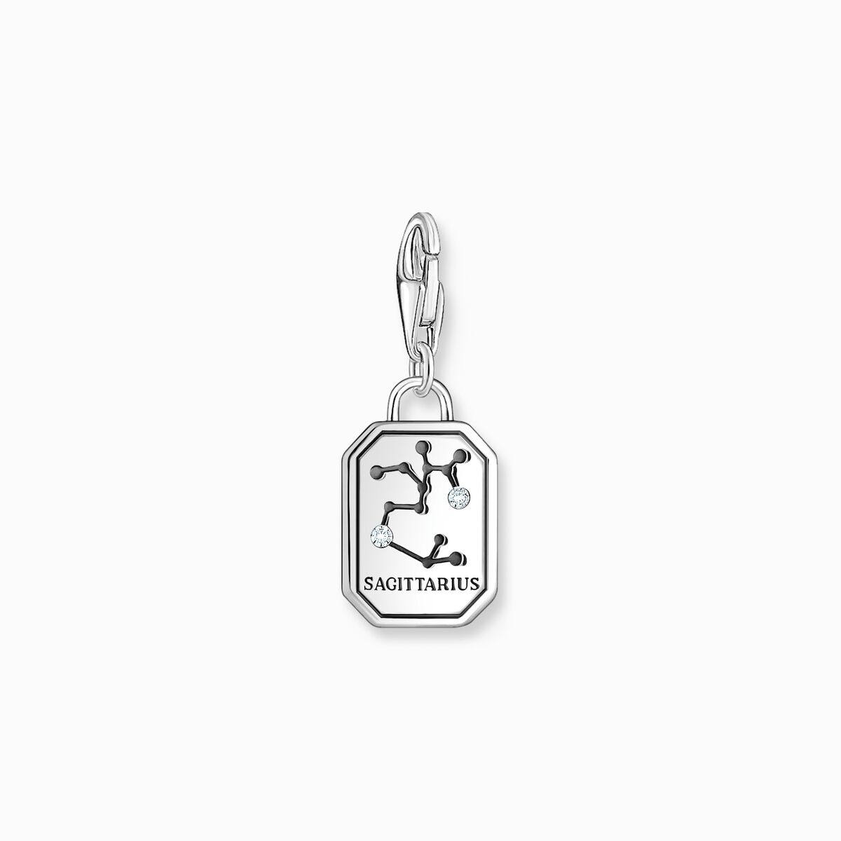 Silver charm pendant zodiac sign Sagittarius with zirconia