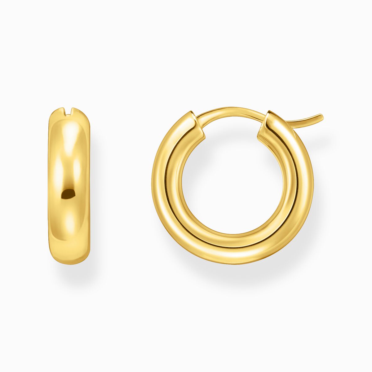Gold-plated medium-sized hoop earrings in chunky design