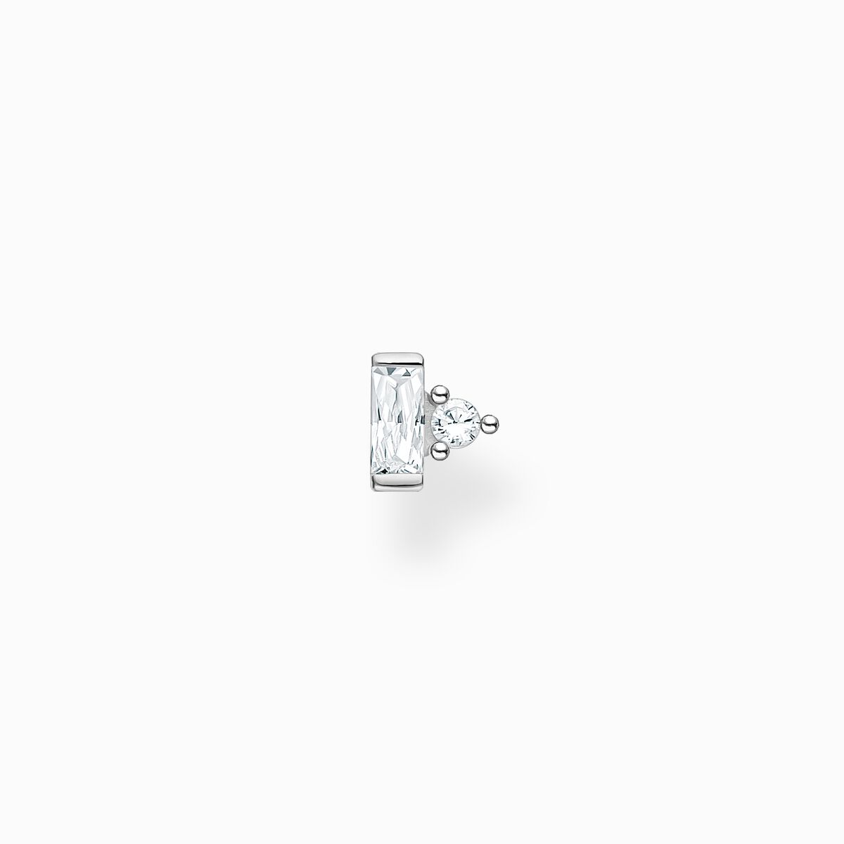 Single ear stud white stone silver
