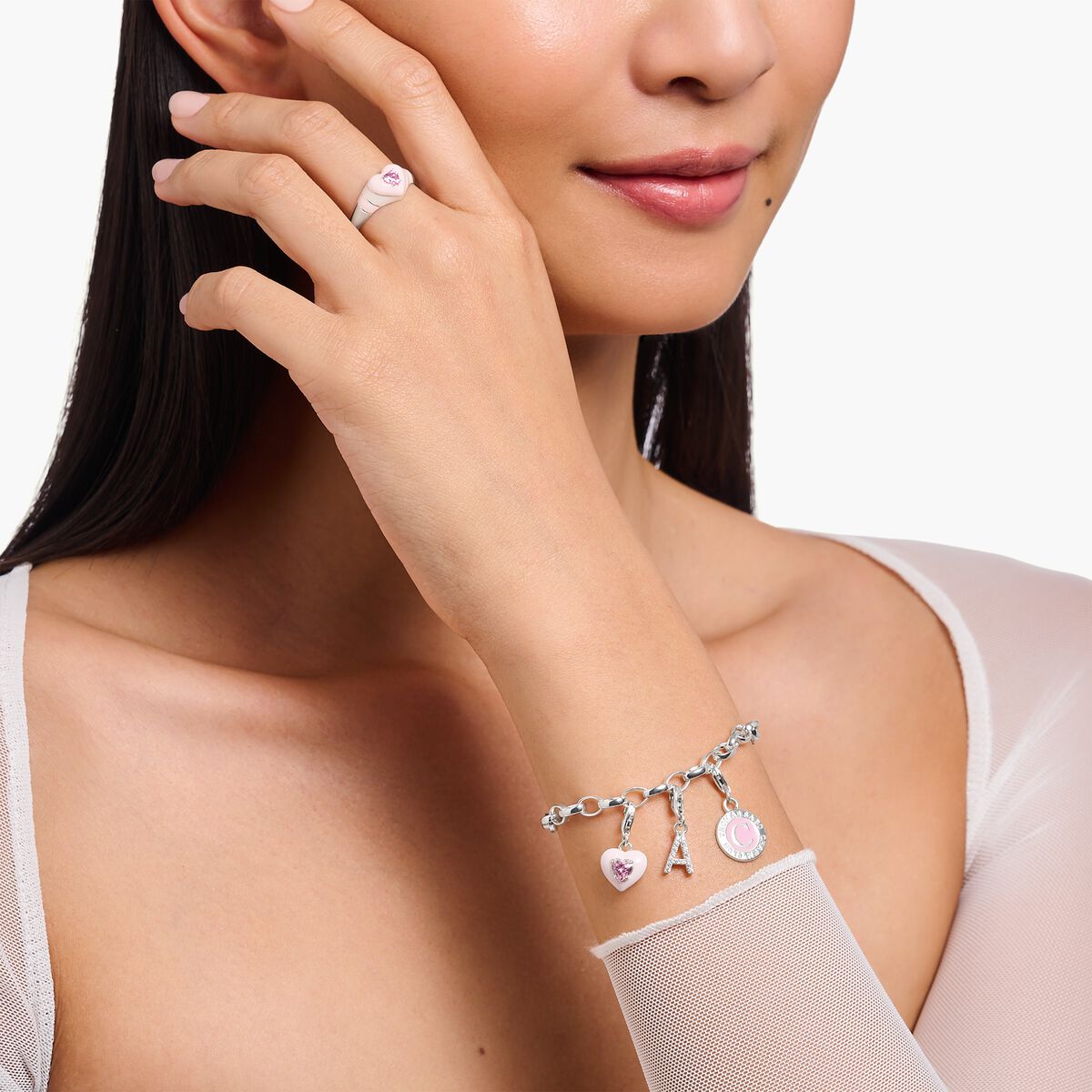 Charm pink Coin silver