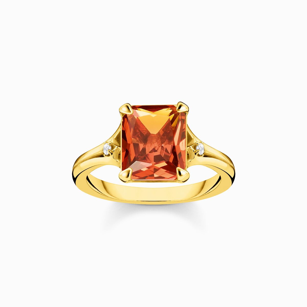Ring with orange stone gold plated