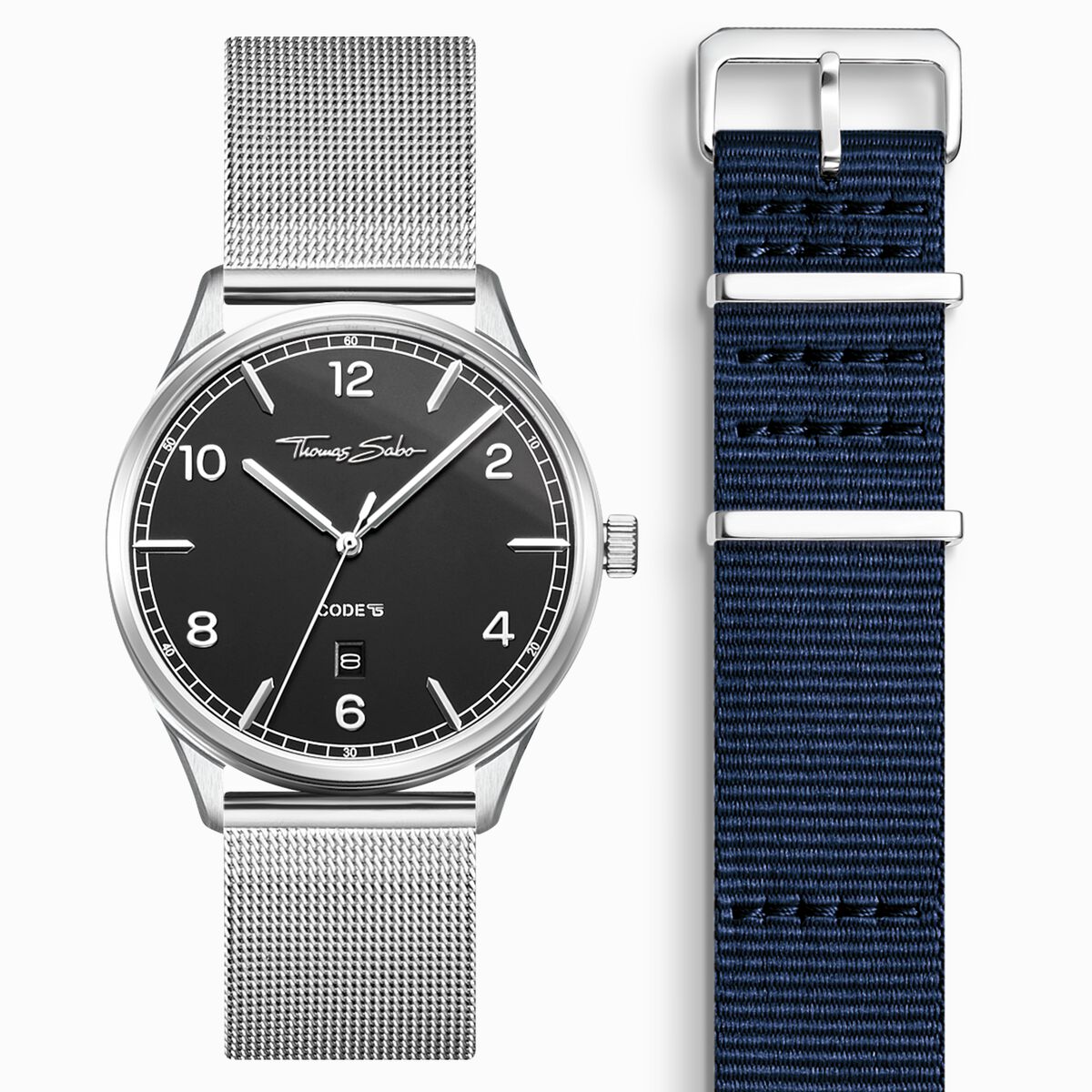 SET CODE TS black watch & dark blue strap