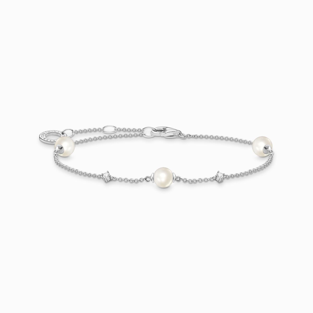 Bracelet pearls with white stones silver
