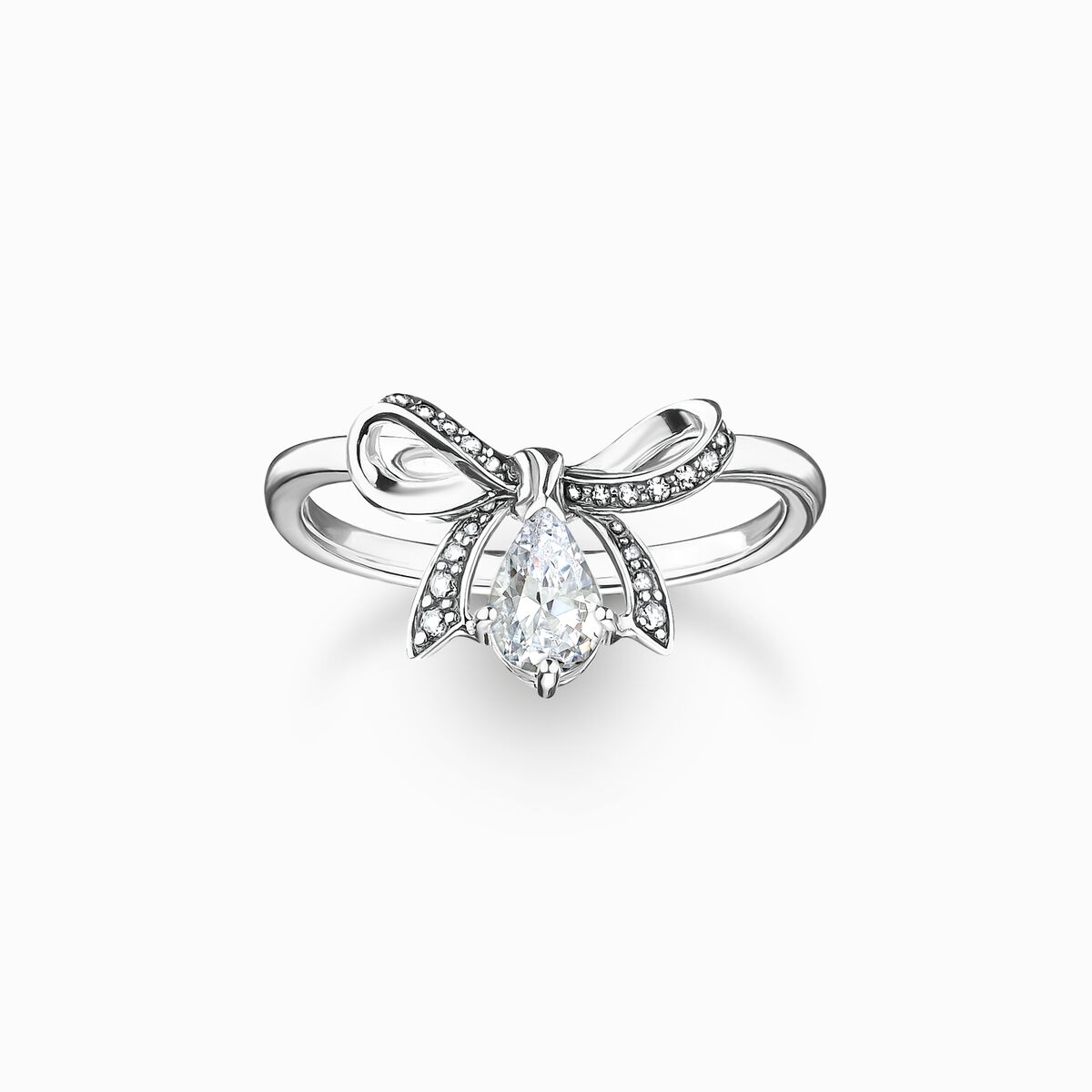 Silver ring with bow