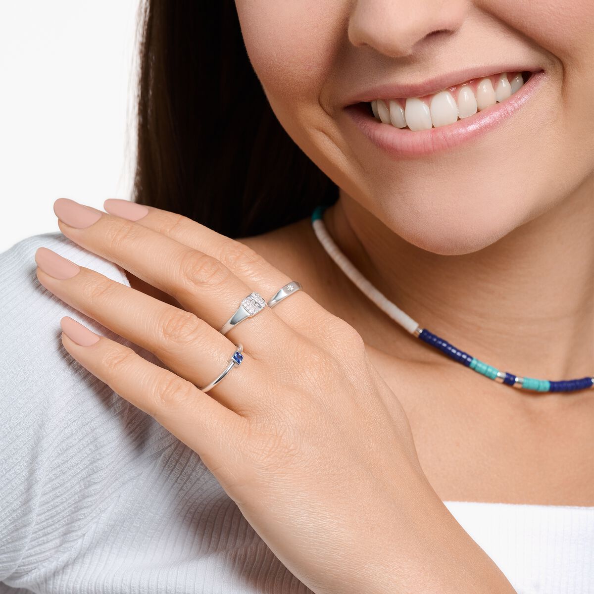 Ring with blue stone silver