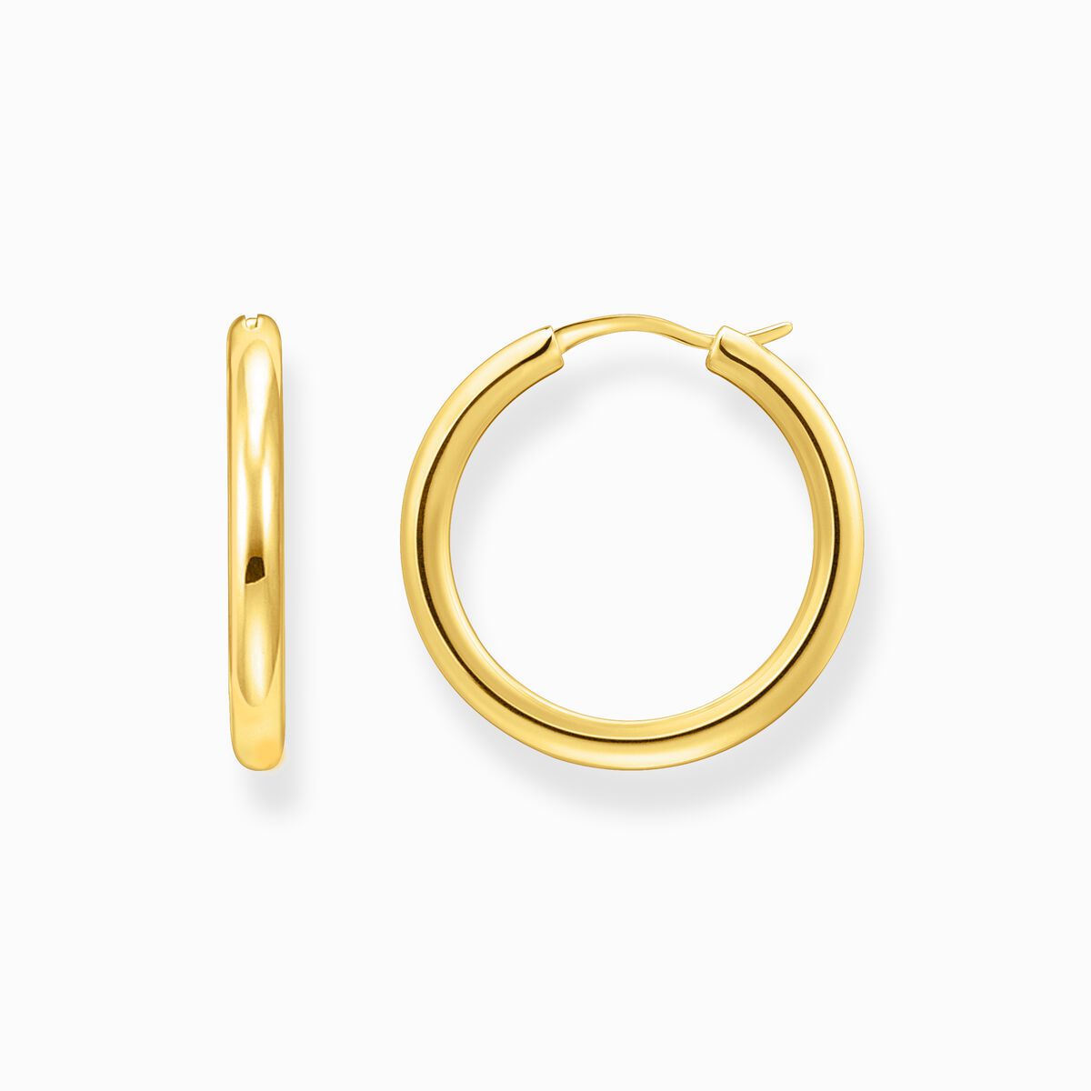 Gold-plated classic hoop earrings in wider shape