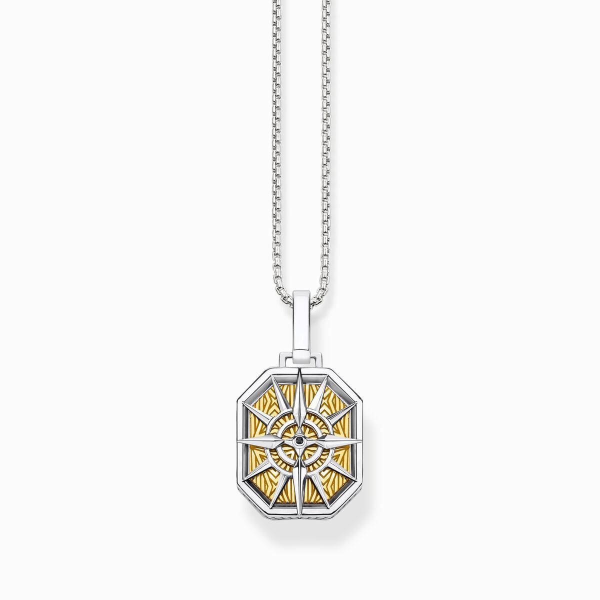 Jewellery set necklace small compass gold and silver
