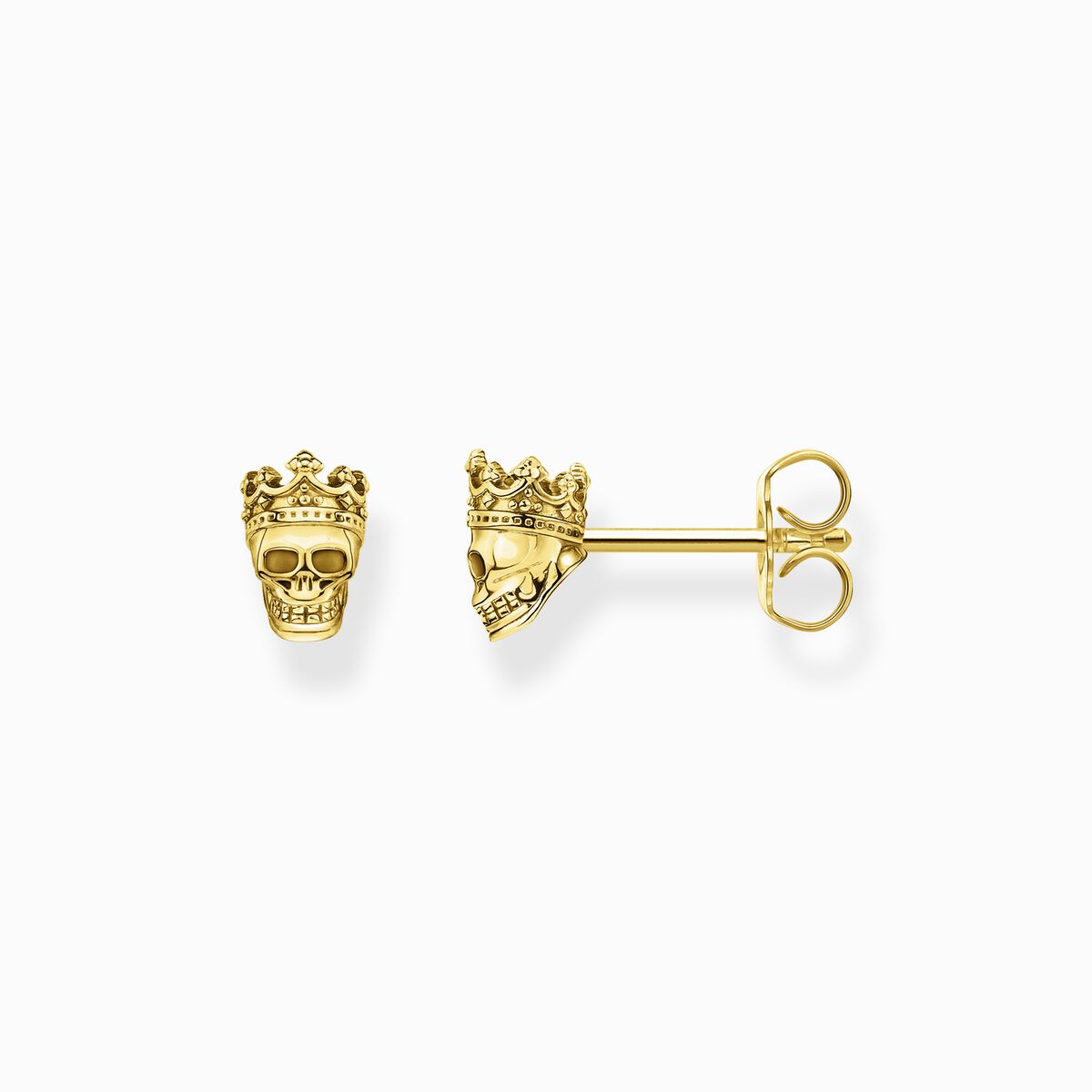 Ear studs skull king gold