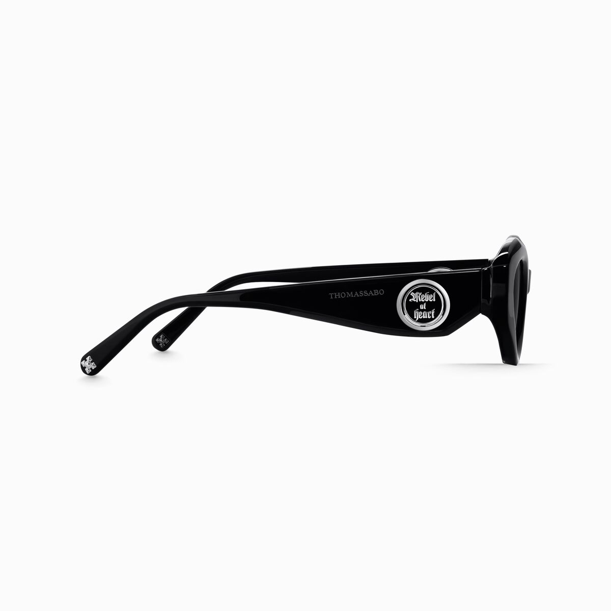 Black sunglasses RILEY oval-shaped with grey lenses