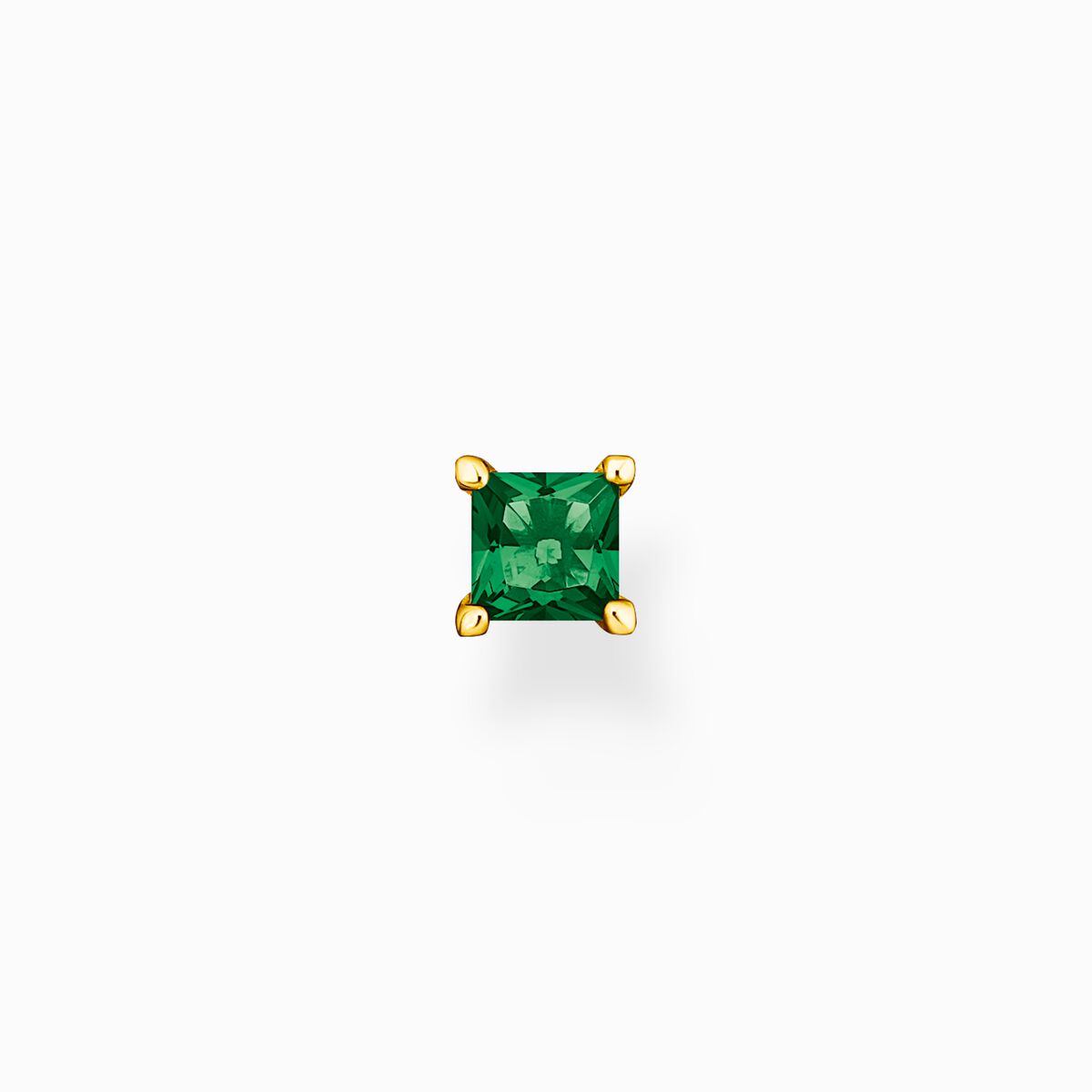 Single ear stud with green stone gold