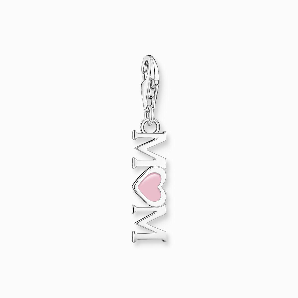 Charm pendant Mom with pink heart silver