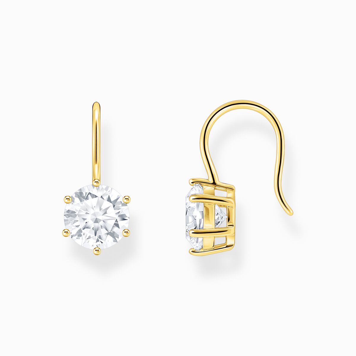 Gold-plated earrings with white zirconia
