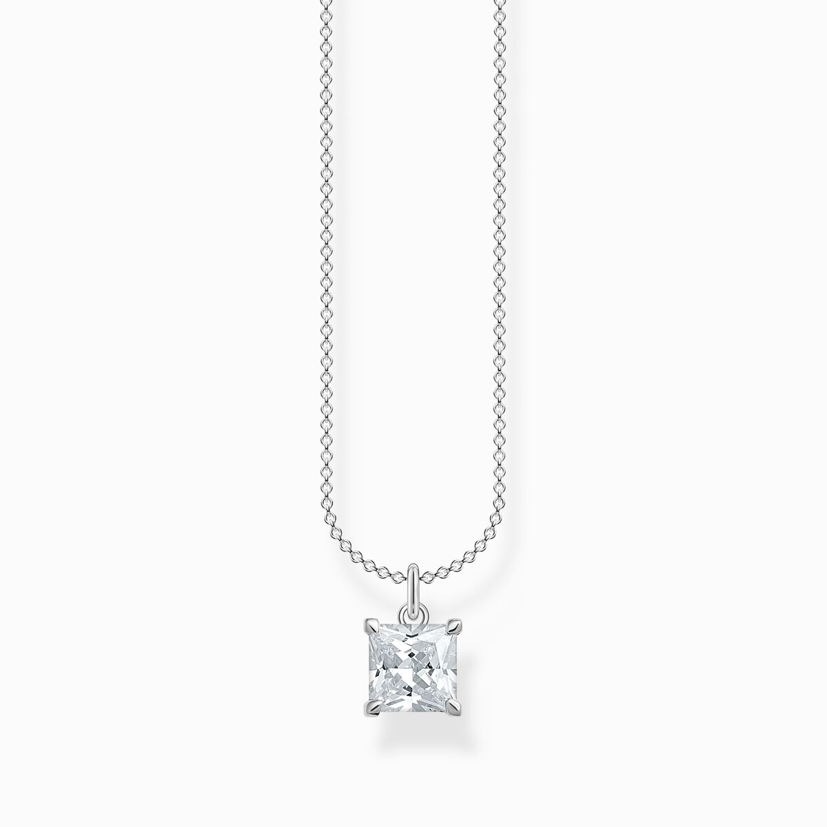 Necklace with white stone silver