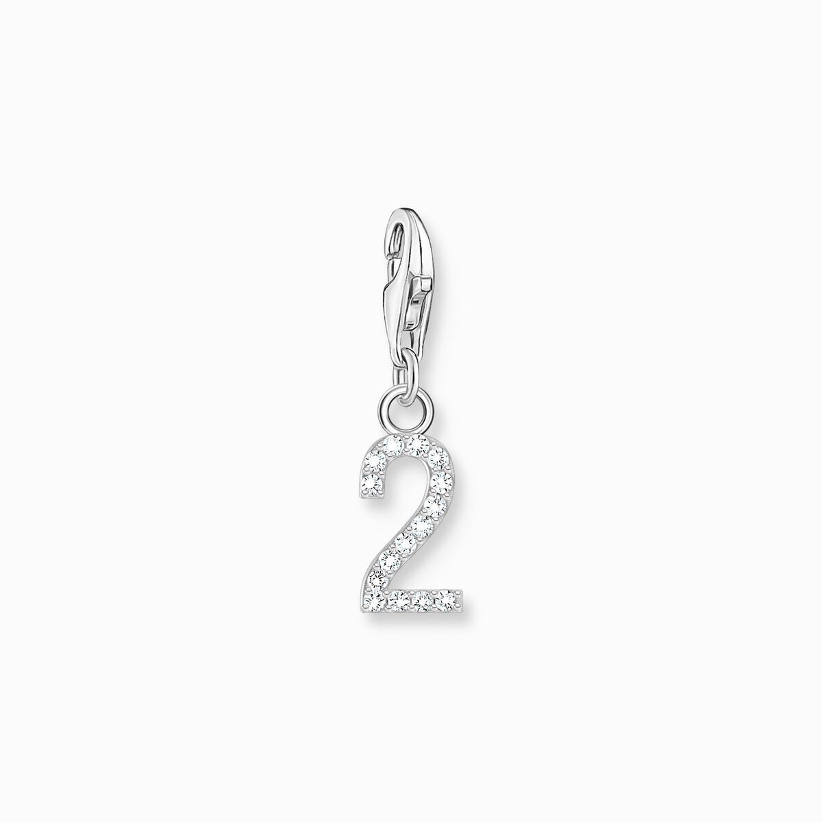 Silver charm pendant number 2 with zirconia