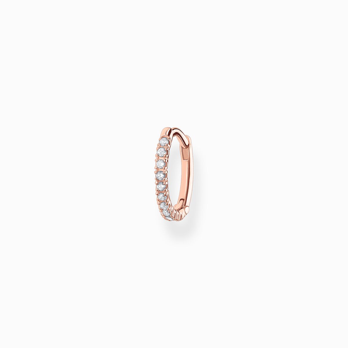 Single hoop earring white stones rose gold