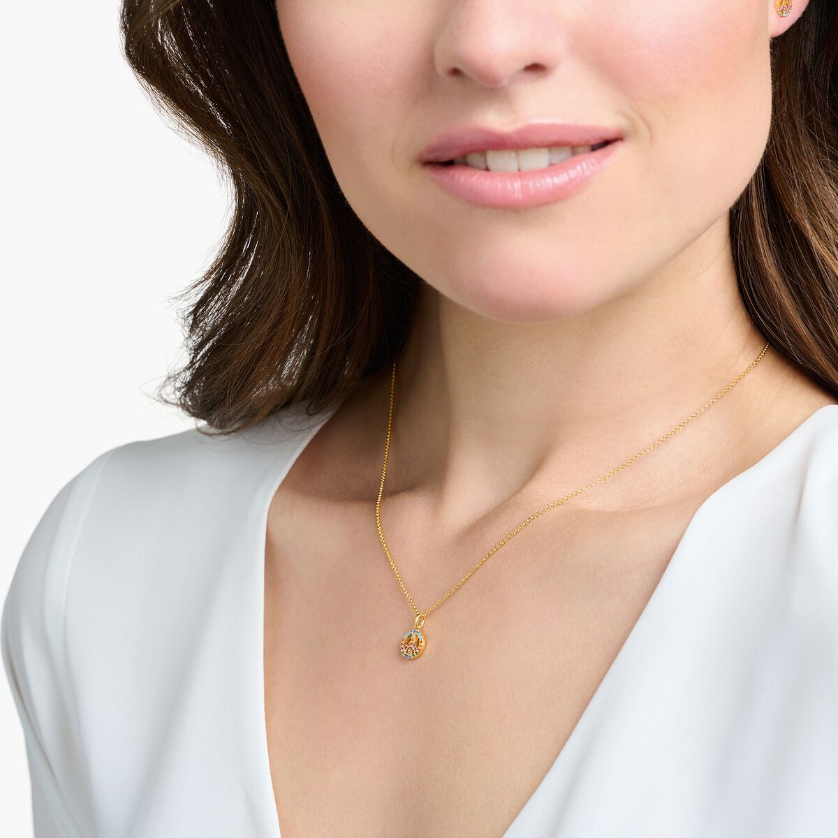 Necklace peace with colourful stones gold