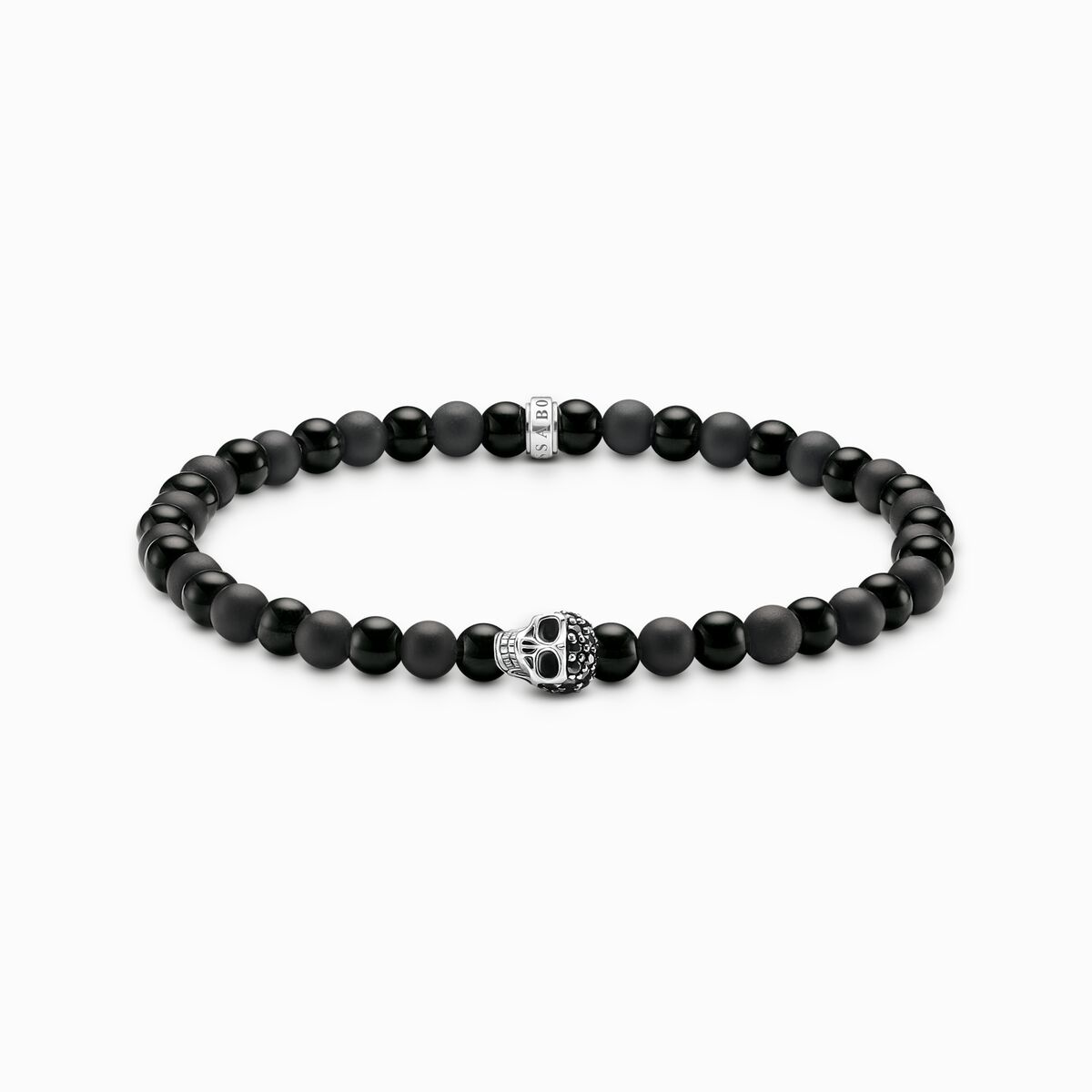 Talisman bracelet skull with obsidian beads