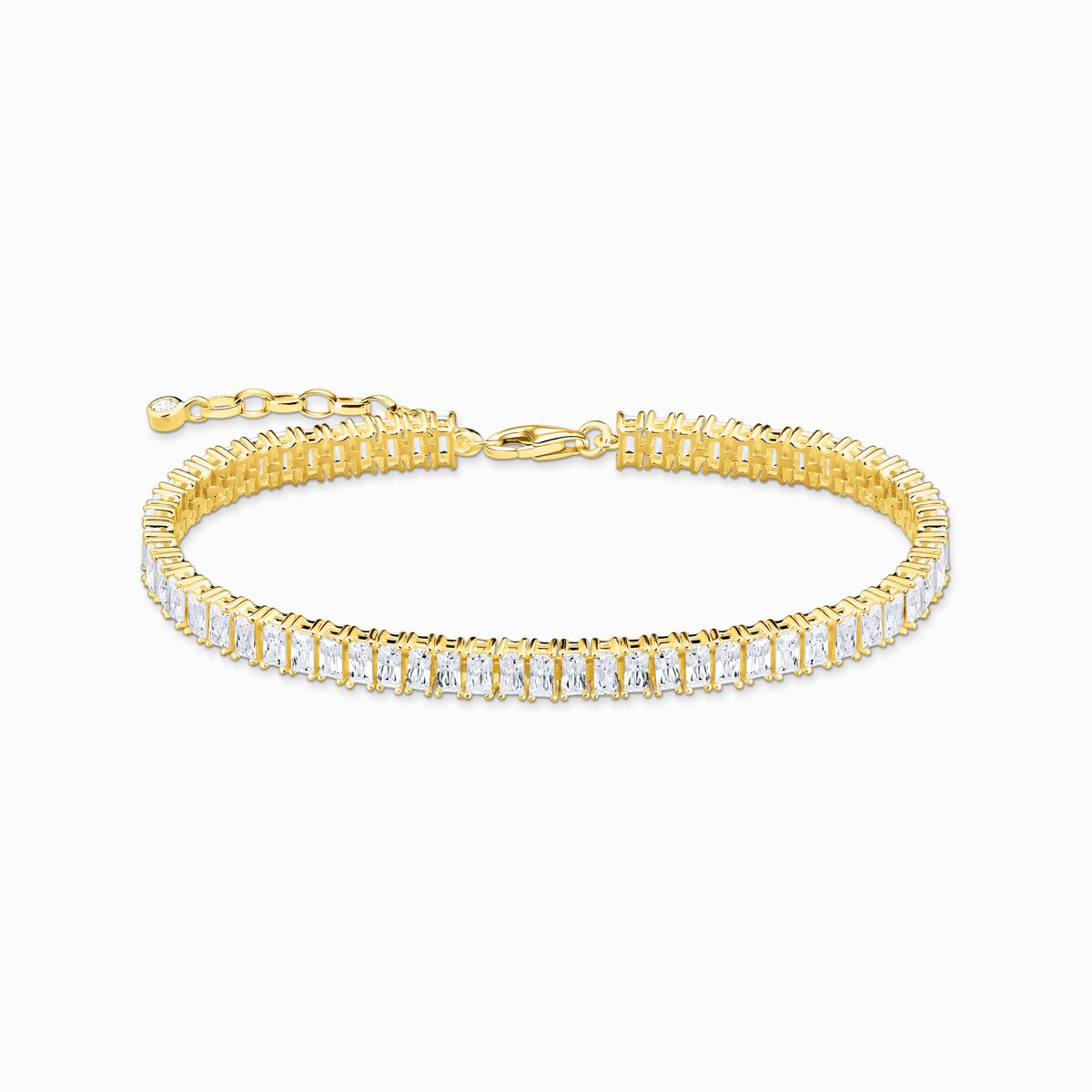 Tennis bracelet with white stones gold plated