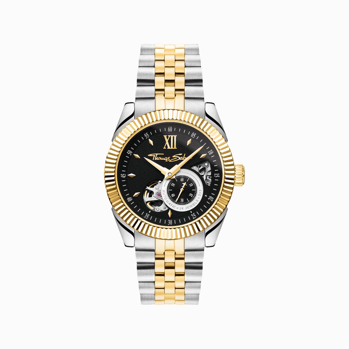 Bicolour automatic watch with 41 mm and black dial