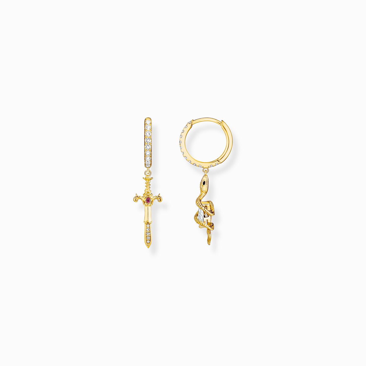 Gold-plated hoop earrings with pendant Tempting Romance