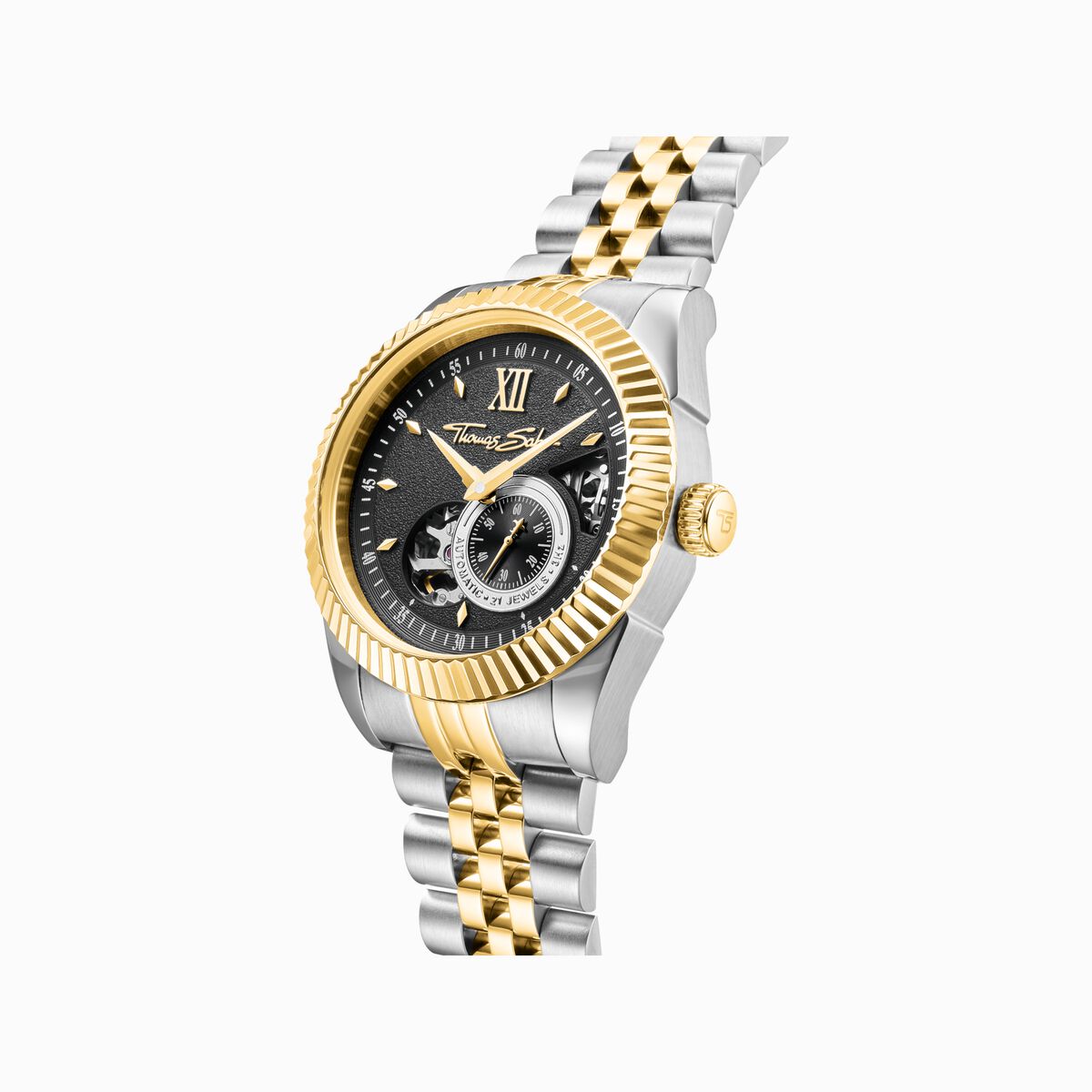 Bicolour automatic watch with 41 mm and black dial