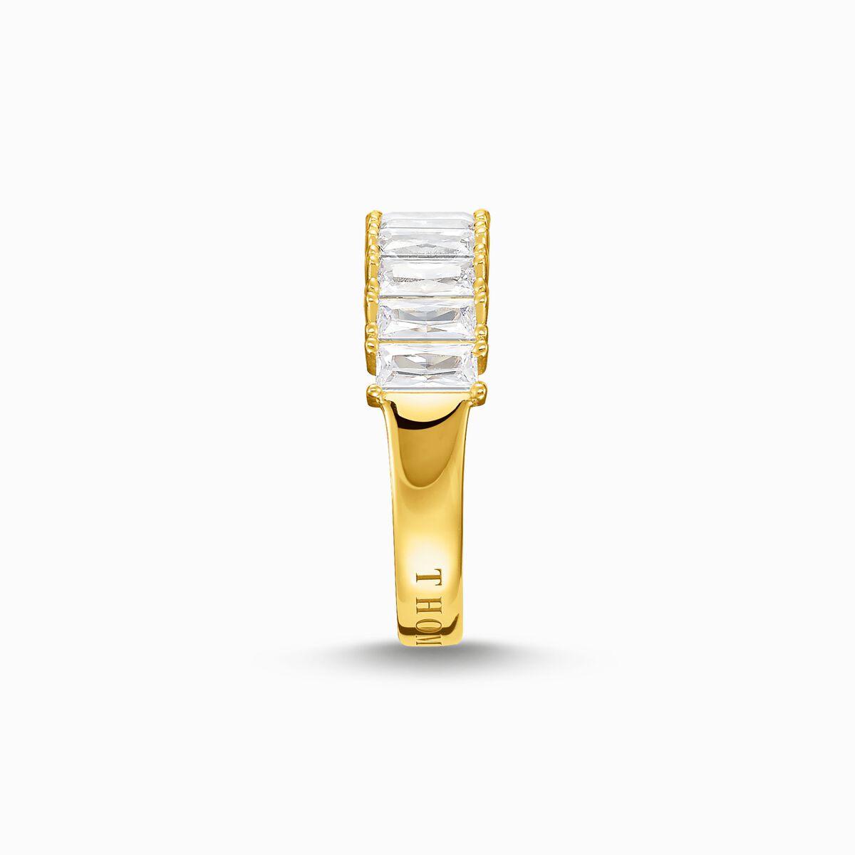 Ring with white stones pavé gold plated
