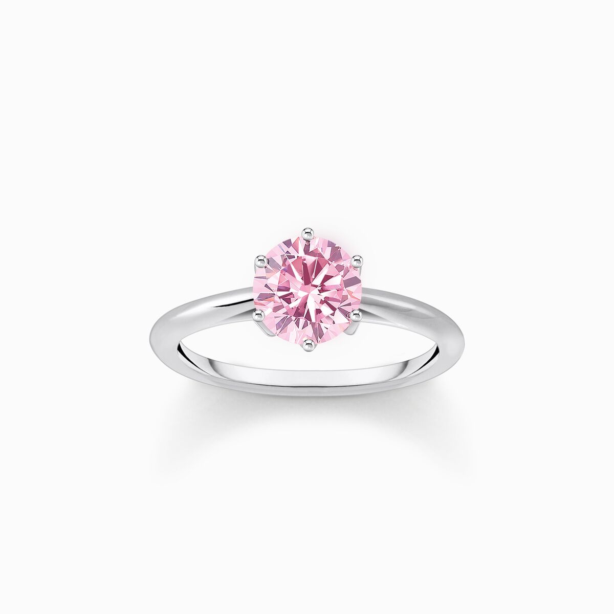 Silver ring with pink zirconia in brilliant cut