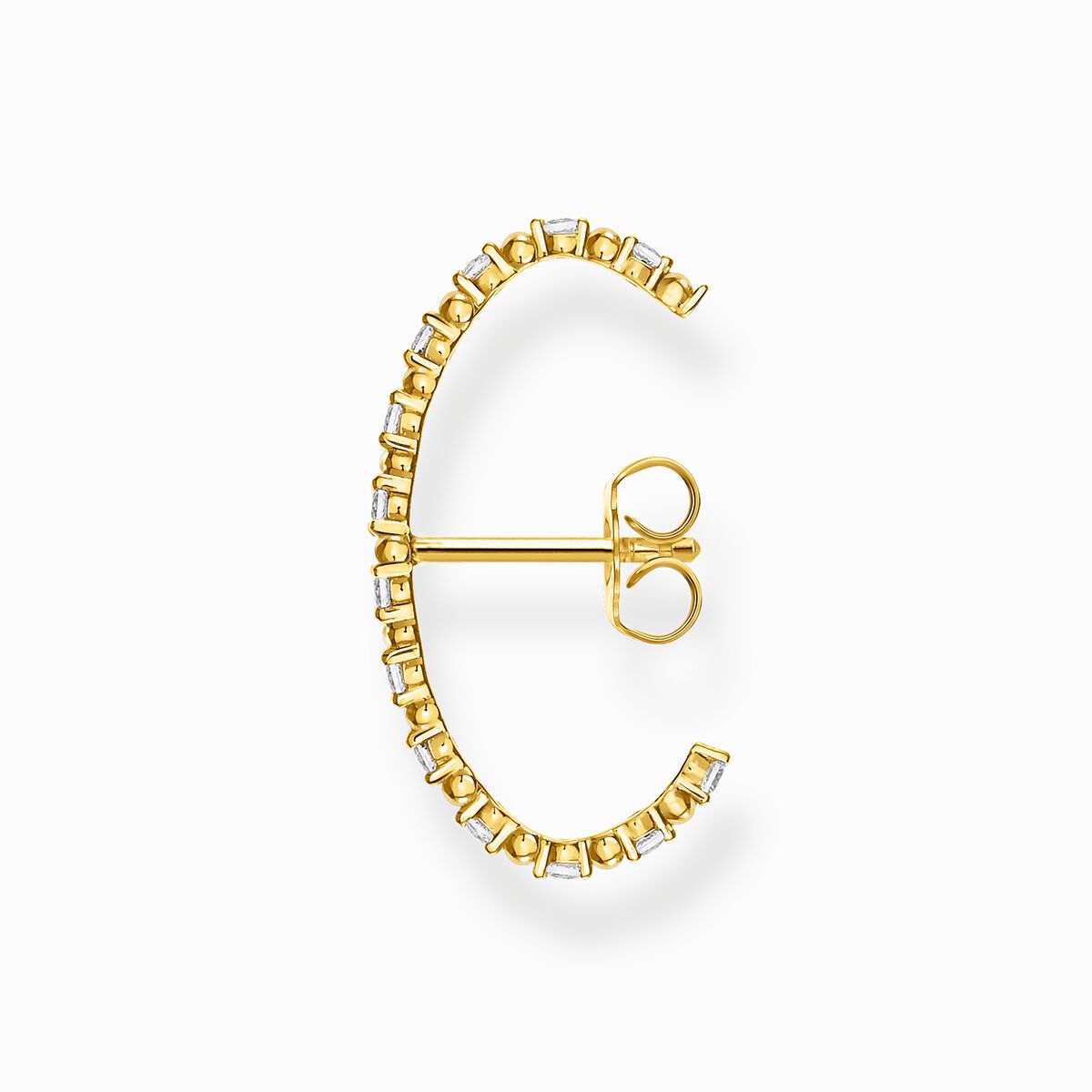 Single ear stud white stones gold