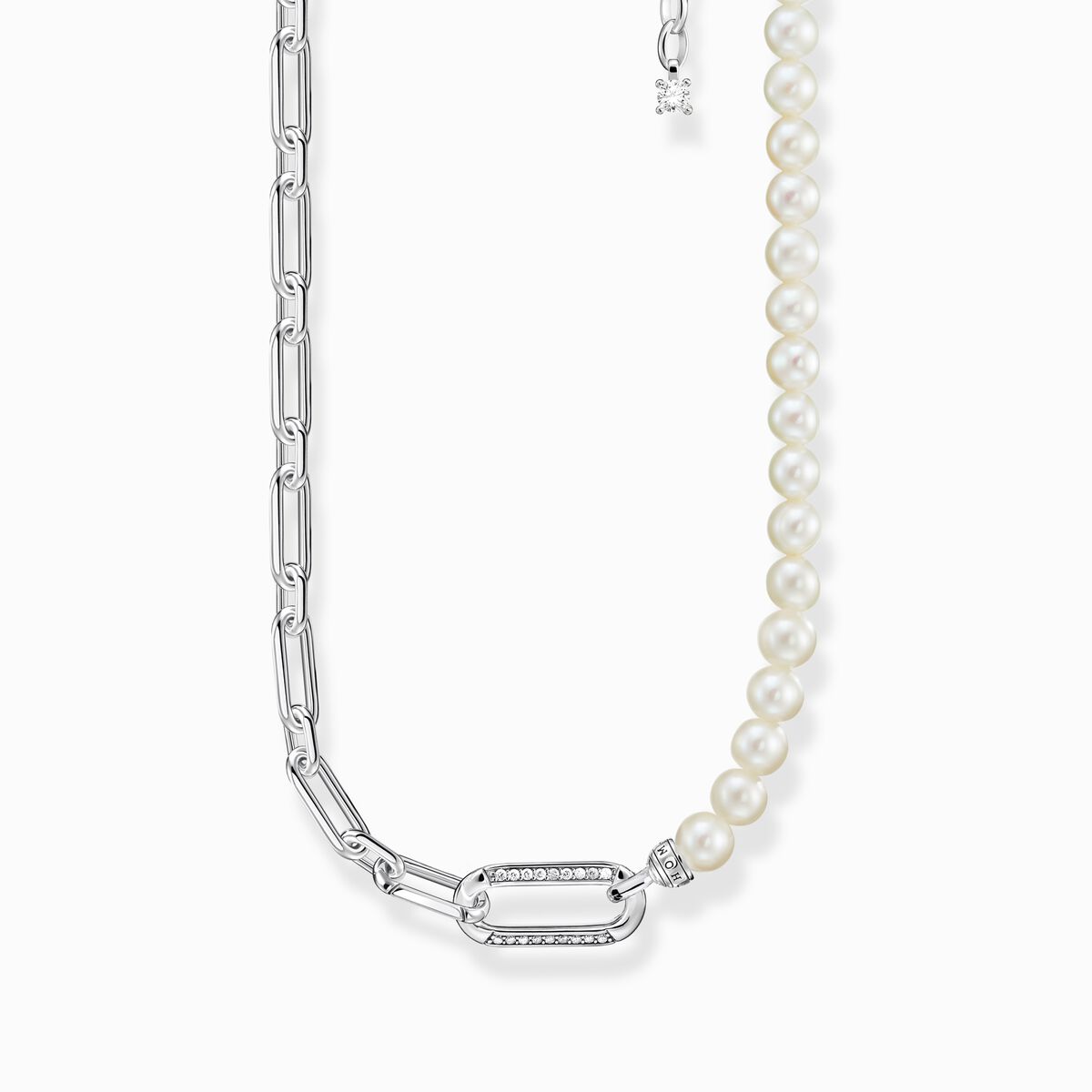 Necklace links and pearls silver