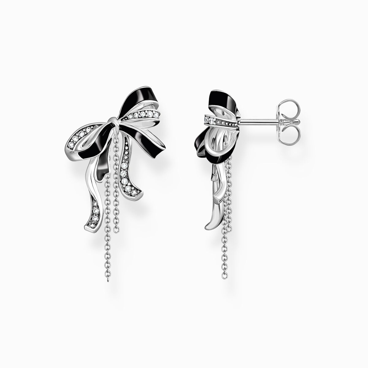 Silver bow stud earrings Lovely Romance