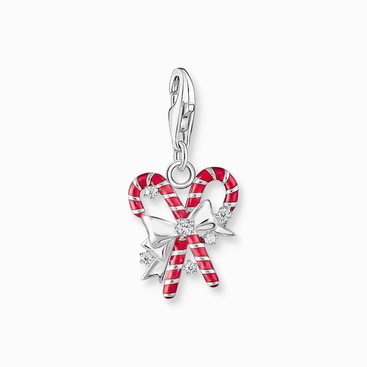Silver candy canes charm pendant