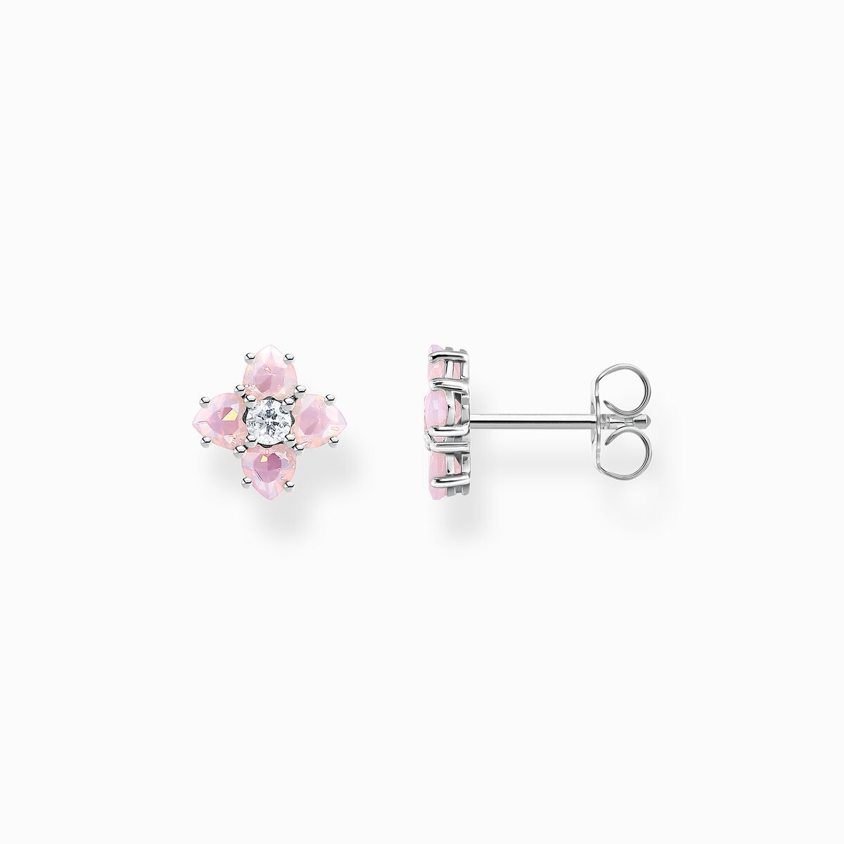 Ear studs flower silver with stones