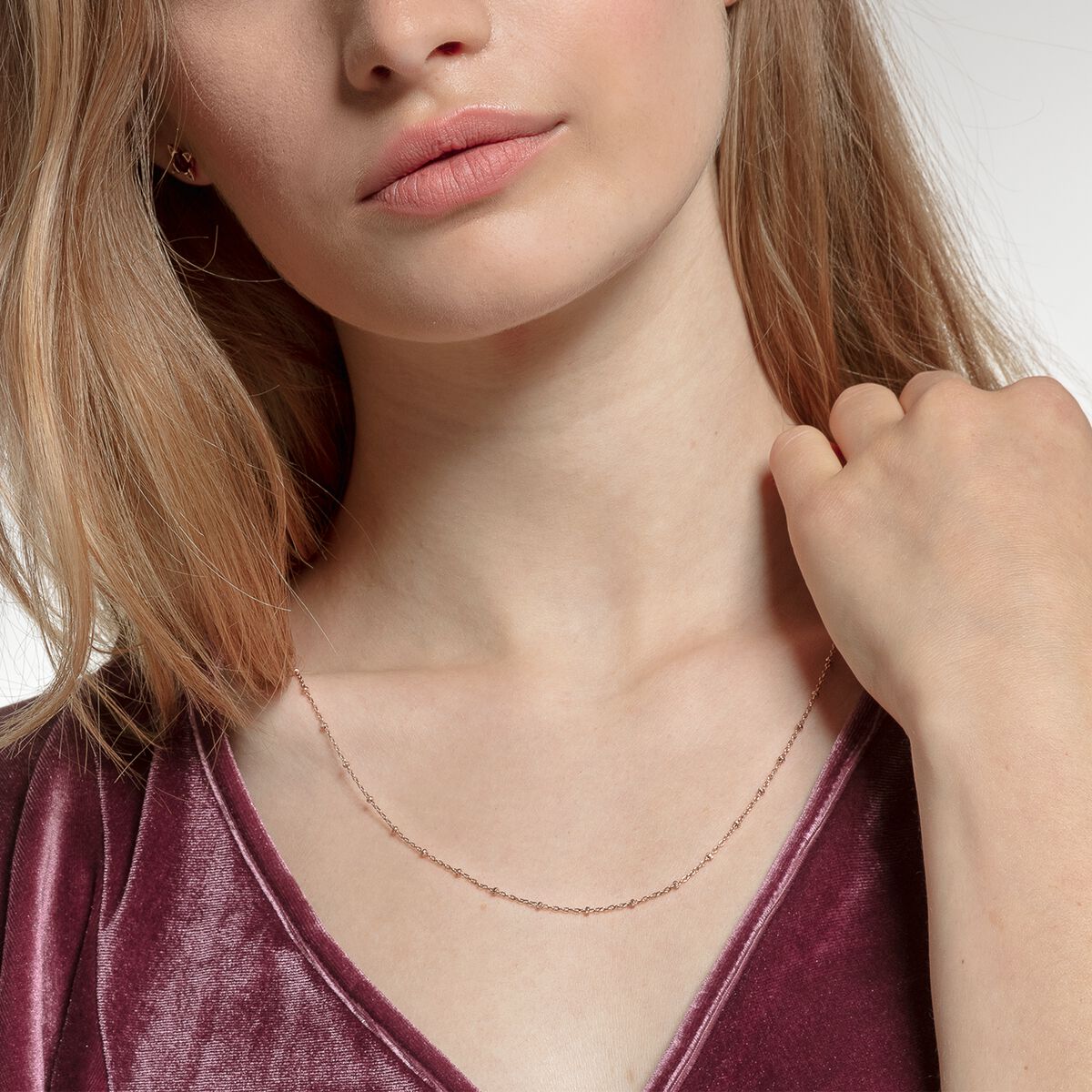 Round belcher chain rose gold Thickness 1.60 mm (0.06 Inch)