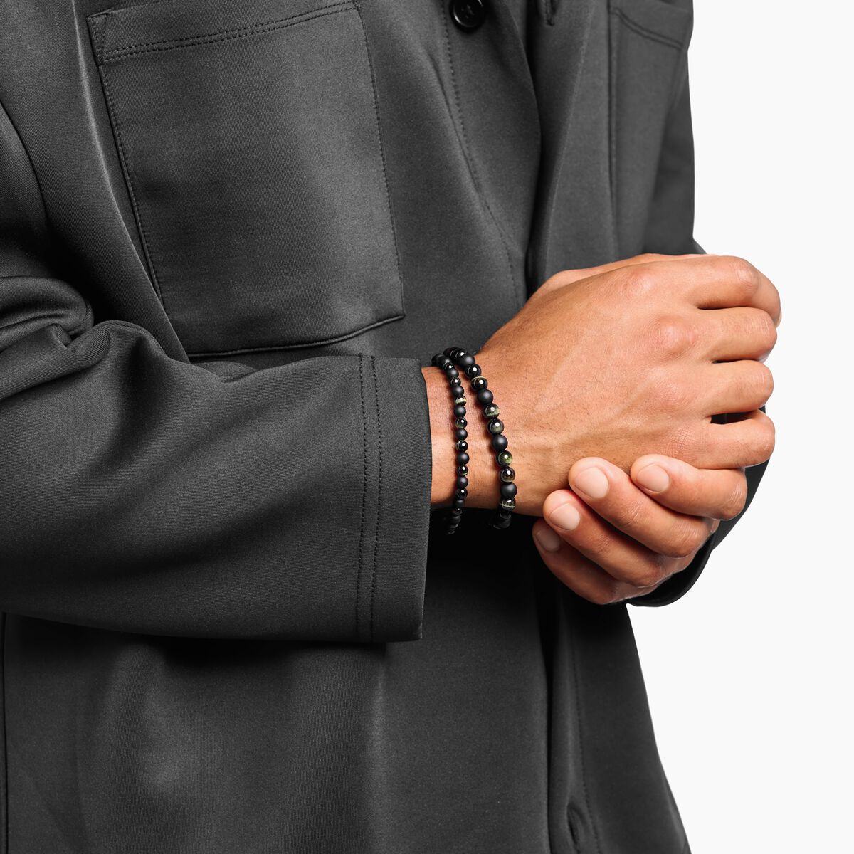 Talisman bracelet with tiger eye and obisidian beads