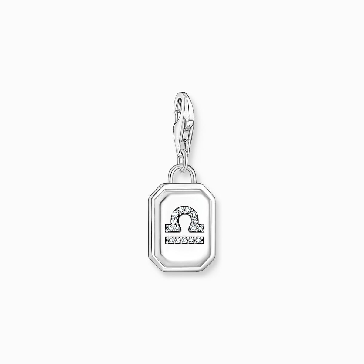 Silver charm pendant zodiac sign Libra with zirconia