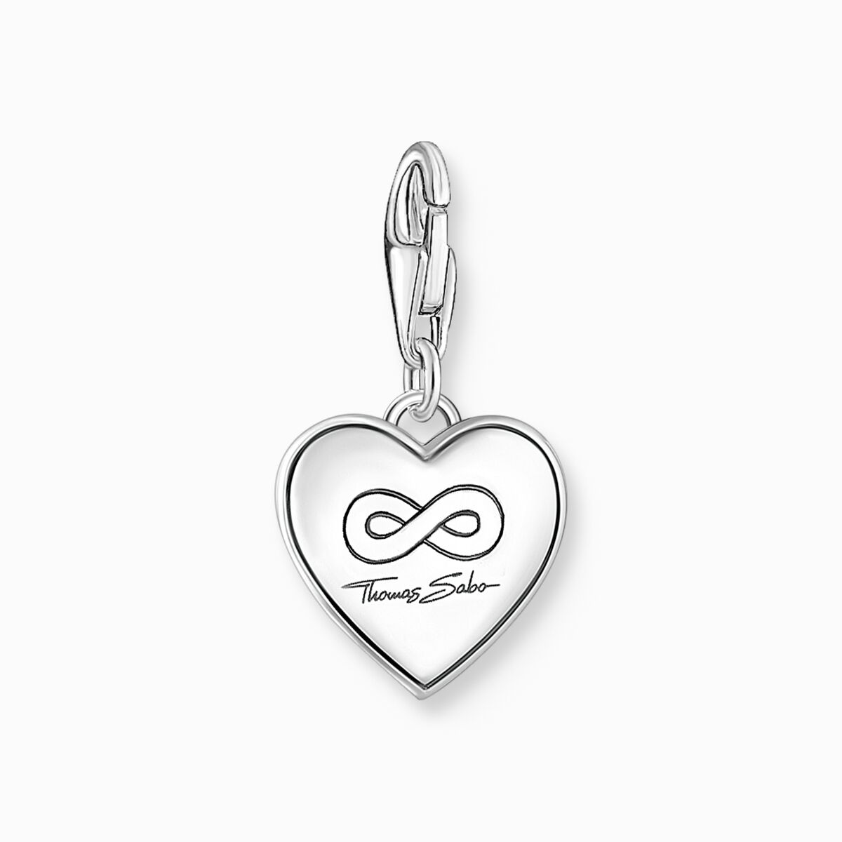 Silver heart charm pendant YOU & ME