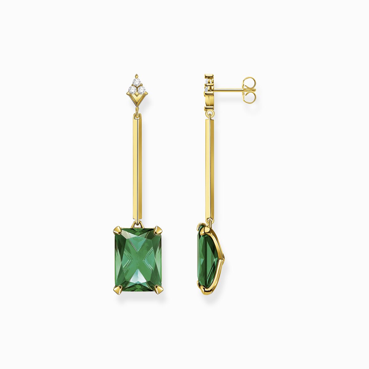 Earrings green stone gold